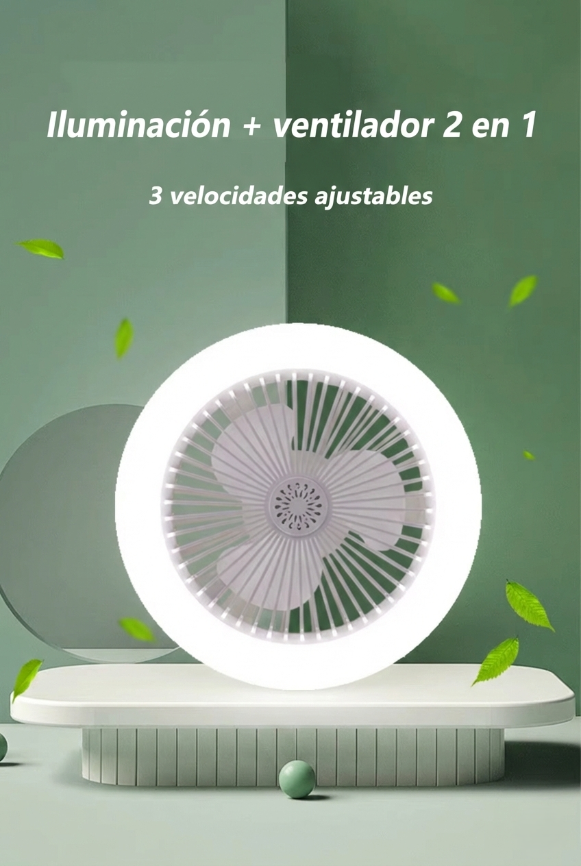 Ampolleta Ventilador 2 en 1 con Control Remoto- Luz LED Regulable