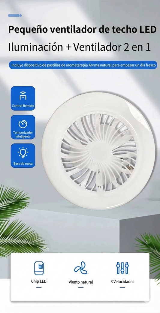 Ampolleta Ventilador 2 en 1 con Control Remoto- Luz LED Regulable