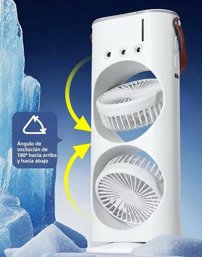 ❄️ Climatizador Doble Turbina 3 en 1: Ventila, Humidifica y Refresca