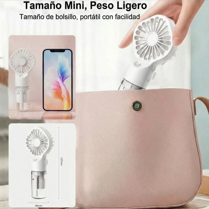 Mini Ventilador 2 en 1: Brisa + Niebla Refrescante