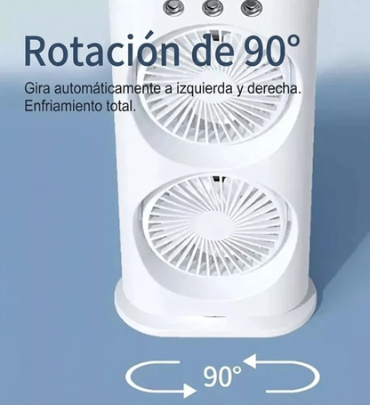 ❄️ Climatizador Doble Turbina 3 en 1: Ventila, Humidifica y Refresca