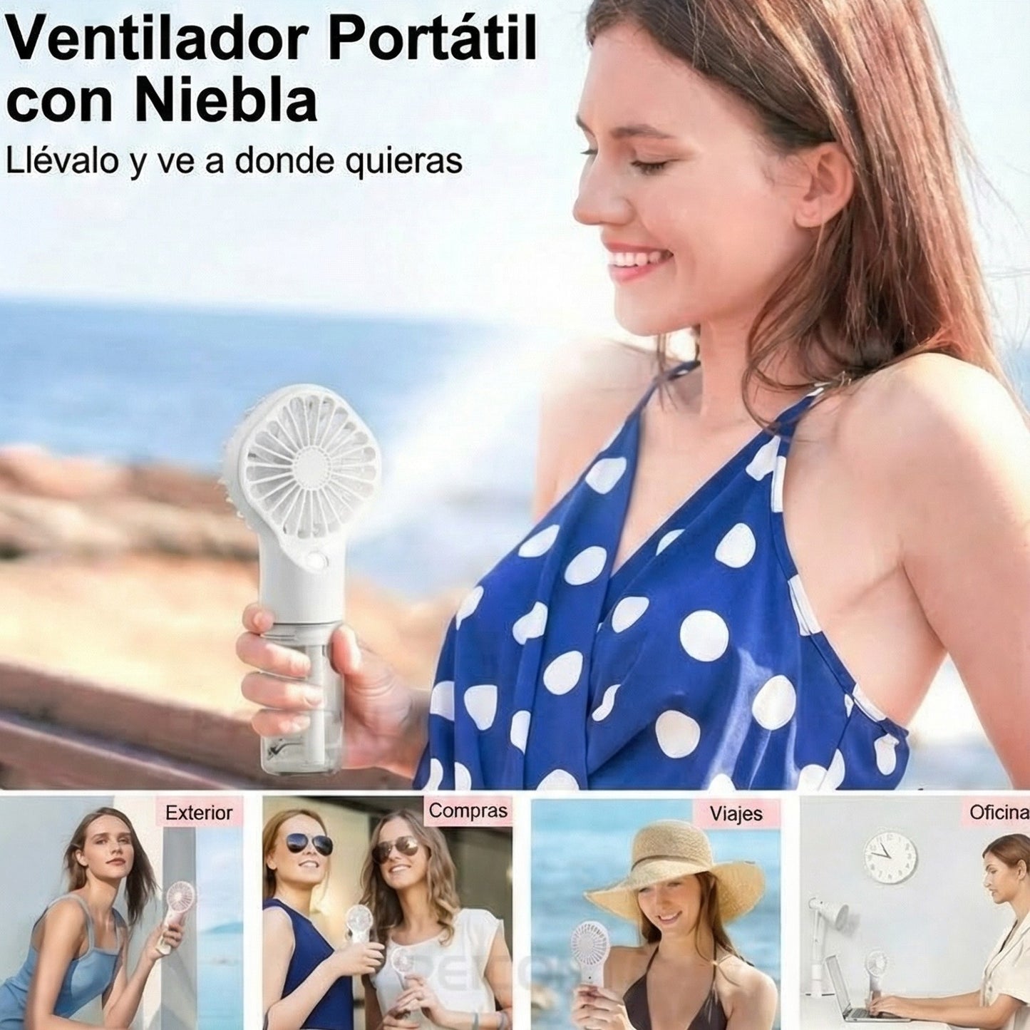 Mini Ventilador 2 en 1: Brisa + Niebla Refrescante