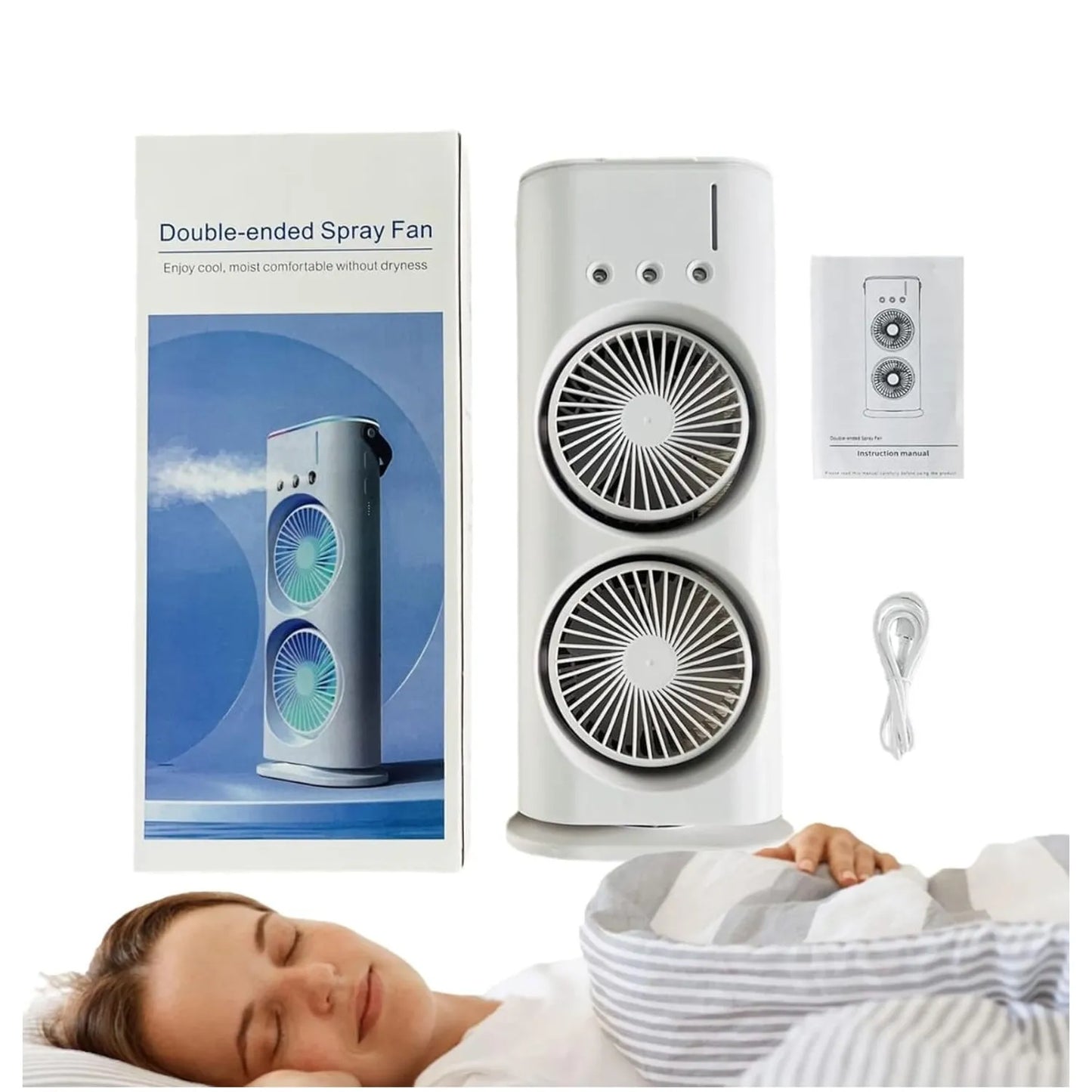 ❄️ Climatizador Doble Turbina 3 en 1: Ventila, Humidifica y Refresca