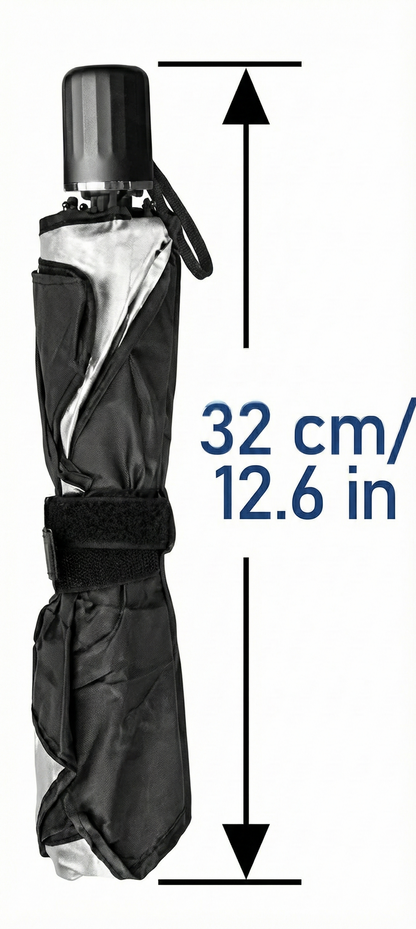 Parasol Retráctil Tipo Paraguas para Auto Protección UV Bloqueo de Calor y Fácil Guardado