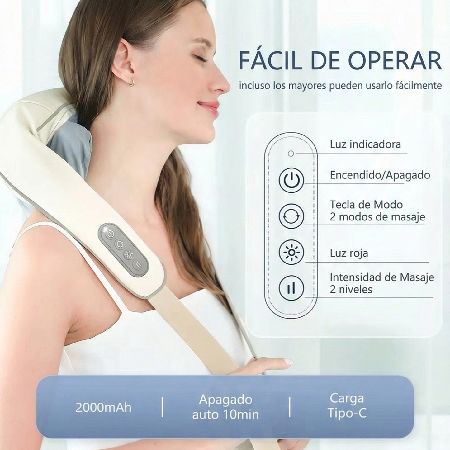 Masajeador Cervical Shiatsu Pro con Calor Infrarrojo